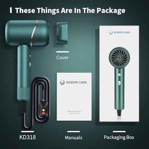 Ionic Hair Dryer - Kingdom Cares Compact Travel Hair Dryer Blow Dryer Portable Hairdryer, Mini & Light Weight & Fast Drying For Women And Men With Cool Air Setting & Concentrator Nozzle Attachment #TOP5