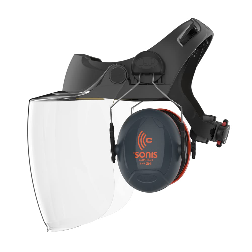 JSP EVOGuard C2 Diadema Industrial con Visor Antivaho, Sistema Completo | Diadema industrial con visor transparente antivaho sin necesidad de casco. EN 166 certificado.