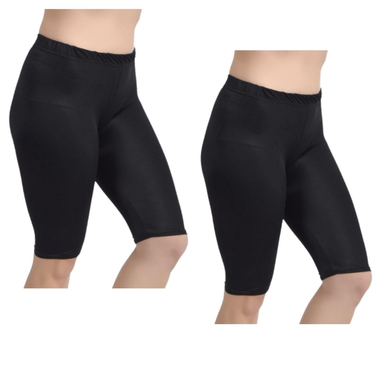 Women's Athletic Bike Shorts, Black, Pack of 2-image-5