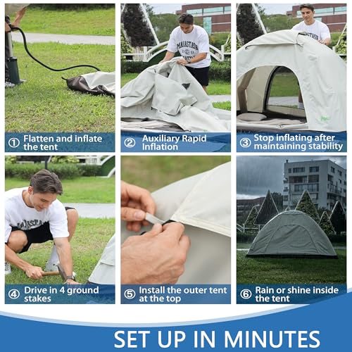 Carpa inflable plegable impermeable 2 personas para camping miniatura 2