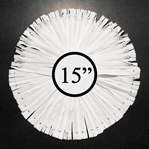 KGS 15 inch Nylon Zipper for Sewing Crafts | 20 Zippers/Pack (White)