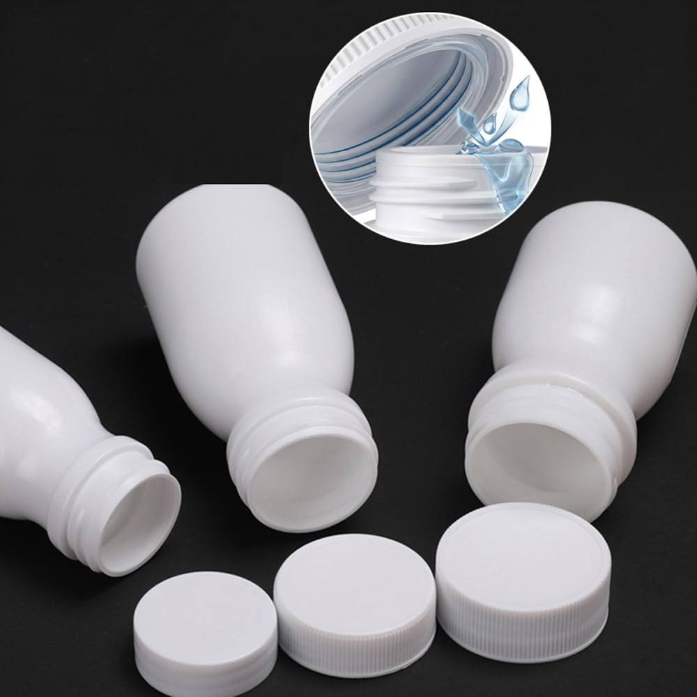 100 Stück 60-150ML Weiß Kunststoff Reagenz Medizin Kleine Plastikflaschen Pille Feste Pulver Fläschchen Leere Dichtung Container Flüssigkeits Behälter (100ML)