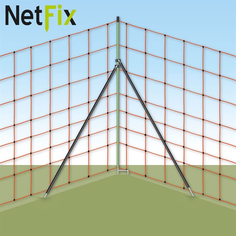 VOSS.farming 5X Netfix - étai pour la Consolidation - 112cm de Hauteur + 15cm Pointes au Sol, pour clôtures/Filets électriques jusqu'à la Hauteur de 112cm Environ