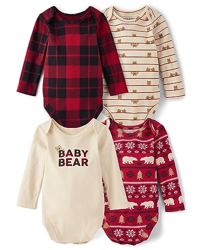 Image of The Children's Place baby-boys And Newborn Long Sleeve Bodysuits 4-pack