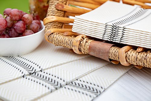 Classicpoint Dinner Napkins - Black Bistro Stripe - Decorative & Disposable - Soft, Absorbent & Durable (15.5"X15.5" - Pack Of 50) #TOP4