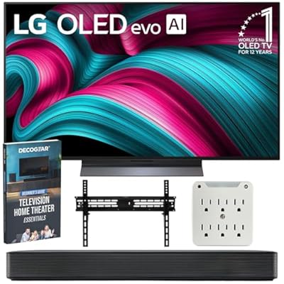 LG OLED48C5PUA 48" OLED evo 4K UHD Smart webOS TV 2025 Bundle with SKM1 2.0 Ch. Compact Soundbar, 37"-70" TV Wall Mount, 6-Outlet Surge Adapter & Deco Gear Complete Home Theater Beginner's Guidebook
