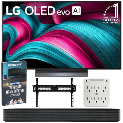 Image of LG OLED42C5PUA 42 inch OLED evo 4K UHD Smart webOS TV 2025 Bundle with SKM1 2.0 Ch. Compact Soundbar, 37 inch-70 inch TV Wall Mount, 6-Outlet Surge Adapter & Deco Gear Complete Home Theater Beginner's Guidebook