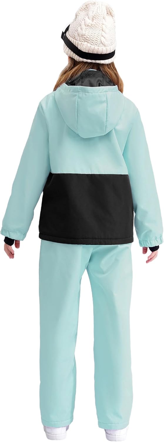 Kids Winter Snowsuit Windproof Girls Snowmobile Snowboarding Thick Warm Coat and Pants Ski Suit