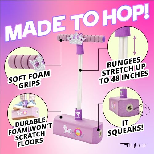 Flybar My First Foam Pogo Jumper for Kids Fun and Safe Pogo Stick for Toddlers, Durable Foam and Bungee Jumper for Ages 3 and up, Supports up to 250lbs (Pink Princess), Large - Thumbnail 2