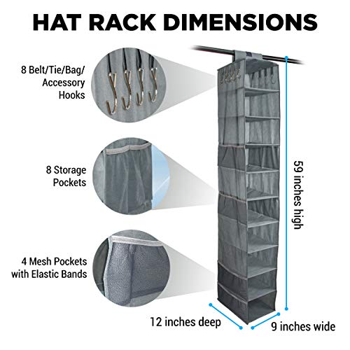 DASH The Ultimate HAT Rack 10 Shelf Hanging Closet Hat Organizer