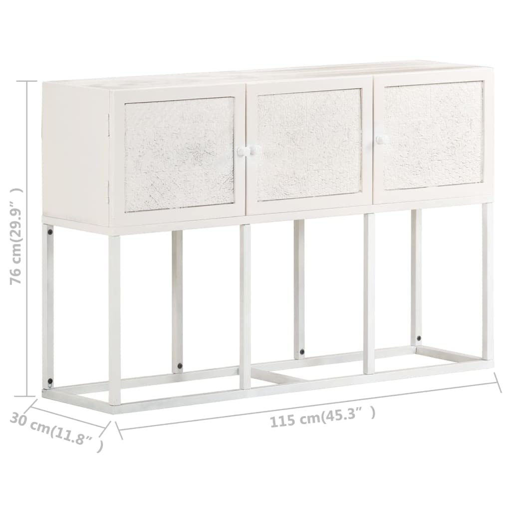 vidaXL Buffet Armoire Latérale Meuble de Rangement Armoire de Rangement avec 3 Portes Maison Intérieur 115x30x76 cm Bois de Manguier Massif