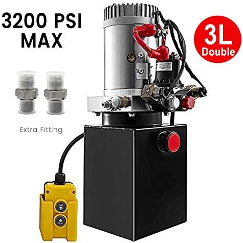 Fisters 16 Quart Single Acting Hydraulic Pump 12V Hydraulic Power Unit with Steel Reservoir for Dump Trailer Truck Car Lift Unit(16 Quart Steel Single Acting)