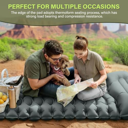 Image of FUN PAC Ultralight Inflatable Ca Camping Sleeping Pad, Ultralight Camping Mat with Pillow Built-in Foot Pump Inflatable Sleeping Pads Compact for Camping Backpacking Hiking Traveling - Gray