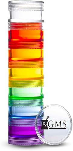 GMS 7 Day Medicine Pill Organizer - Stackable Pill Box, Extra Small Size, Ideal for Travel - Fits Small Tablets, Pills & Vitamin Supplements - Keep
