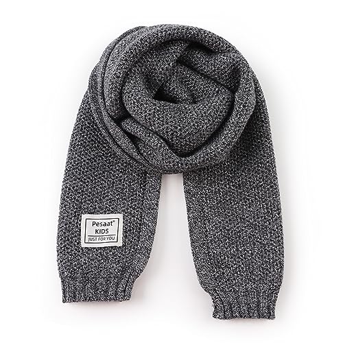 Image of PESAAT Kids Winter Infinity Scarf Knit Cotton Toddler Boy Girls Scarves