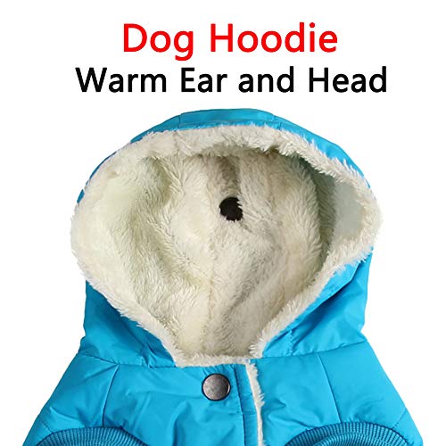 Vecomfy Fleece Lining Extra Warm Dog Hoodie In Winter,Small Dog Jacket Puppy Coats With Hooded,Light Blue S #TOP6