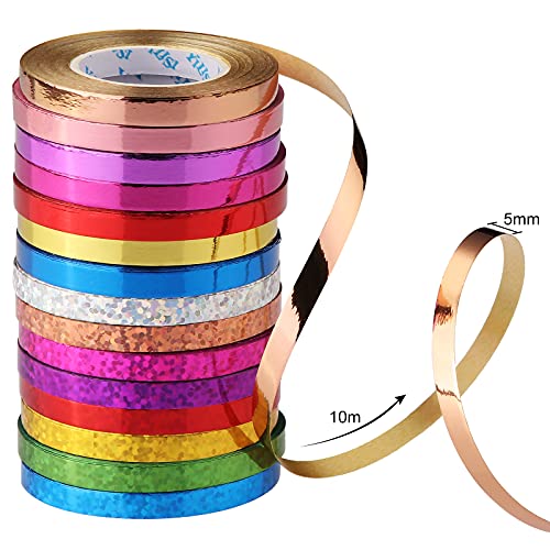 15 Rolls Curling Ribbon Shiny Metallic Balloon String Roll Assorted Colors Wrapping Ribbons For Crafts Bows Present Wrapping Florist Wedding Party Decoration, 11 Yards Per Roll #TOP2