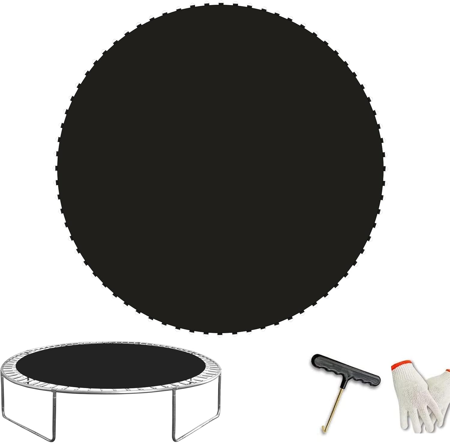 Replacement Trampoline Mat?Heavy-Duty, UV-Resistant & Durable Bounce Pad for 12/14/15ft Round Trampolines - Perfect for Safe & Fun Jumping 14FT|150" Diam|72 V-Rings|Fits 5.5" SpringsLength