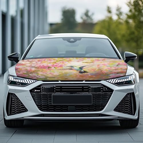 Image of Car Hood Cover,Hummingbird Design Soft Decoration Car Hood Cover Protector Suitable Most Automotive Sedans Trucks Pickup Sports Cars for Outdoor