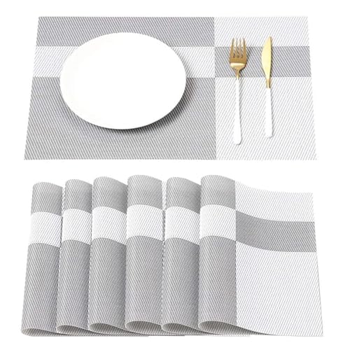 Tangger Set de Table 6PCS PVC Set de Table de Lavable Dessous de Table Sets de Table Napperon Lavables(45x30cm) (PVC)