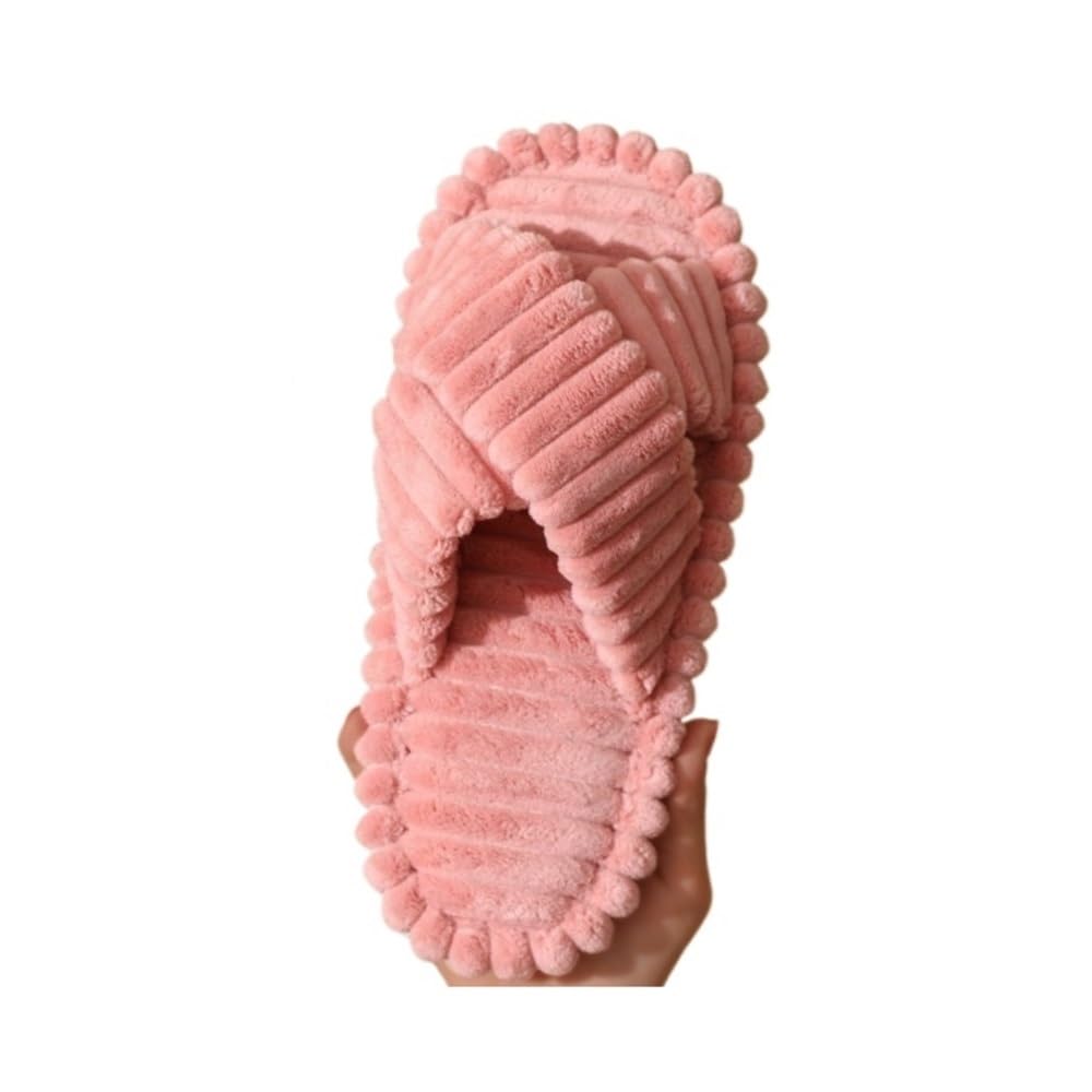 Chaussons en coton pelucheux pour femme : la douceur rose anti-fatigue en taille 42