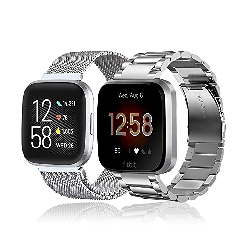 Bracelet acier Fitbit Versa argent pour le bureau et les sorties