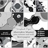  Motivpapier Abstrakte Muster grau, schwarz und weiß - Scrapbook Papierkollekrion: 10 verschiedenen Designs, wobei jedes Motiv 2 Mal enthalten ist – ... Inspiration - quadrarisches Format