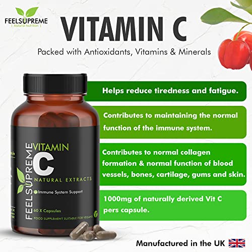 Feel Supreme - 100% Natural Vitamin C Capsules - Immune System Booster, VIT C Supplement, Vitamin C 1000mg, VIT C 1000mg Capsules, Vitamin C Supplements - 60 Capsules - Image 6