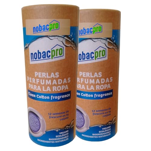 Perlas Perfumadas para la Lavadora. Veganas, Ecológicas y Perfume Duradero Clean Cotton. Pack 2 botes de 210 gr