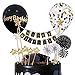 Jxuzh Happy Birthday dekoracja tortu w kolorze czarnym i złotym, na urodziny, dla chłopca, dekoracja tortu urodzinowego, topper z gwiazdami, miłość, konfetti, balon, do błyszczących ciast, dekoracja 12 szt