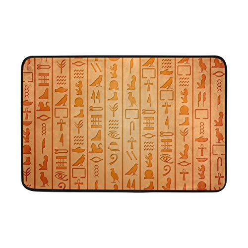 Felpudo de baño antideslizante egipcio, jeroglíficos para interiores y exteriores, alfombra superabsorbente de 24 x 16 pulgadas