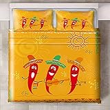 HYBWSO Funda de Edredón para 3D Chile Rojo Amarillo de Dibu