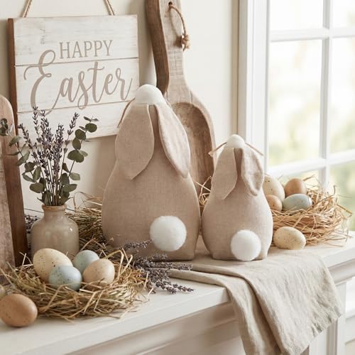 BreezeHug 2 Pack Rustic Primitive Easter Bunny Decor Farmhouse Vintage