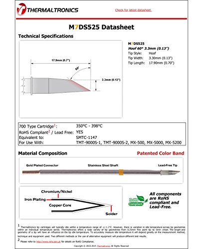 Image of Thermaltronics M7DS525 Hoof 60deg 3.3mm (0.13in) interchangeable for Metcal SMTC-1147