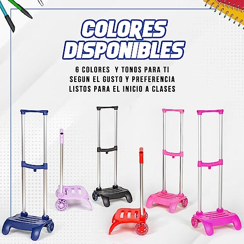 Devesa Carro para Mochila Escolar - Fucsia - Aluminio Resistente y Plegable, Ligero y Estable, con Diseño Ergonómico para Evitar Dolor de Espalda, Compatible con Mochilas de Gran Capacidad - imagen 7