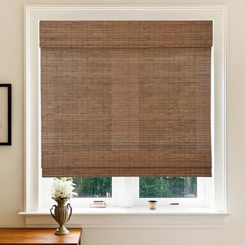 Letau No Drill No Tools Wood Cordless Window Shades Blinds, Bamboo Light Filtering Custom Roller Shades, Pattern 14 Letau No Drill No Tools Wood Cordless Window Shades Blinds, Bamboo Light Filtering Custom Roller Shades, Pattern 14 - Image 1