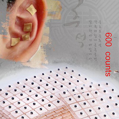 RZJZGZ 600 Counts Acupuncture Vaccaria Needle Ear Seeds Massage Paste Ear Stickers Auricular Ear Press Seed
