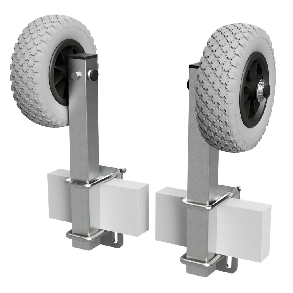 1 Paar Sliprollen mit Stütze Sliphilfe Bootstrailer PU-Reifen RKSID-200-PU, Ø 200 mm