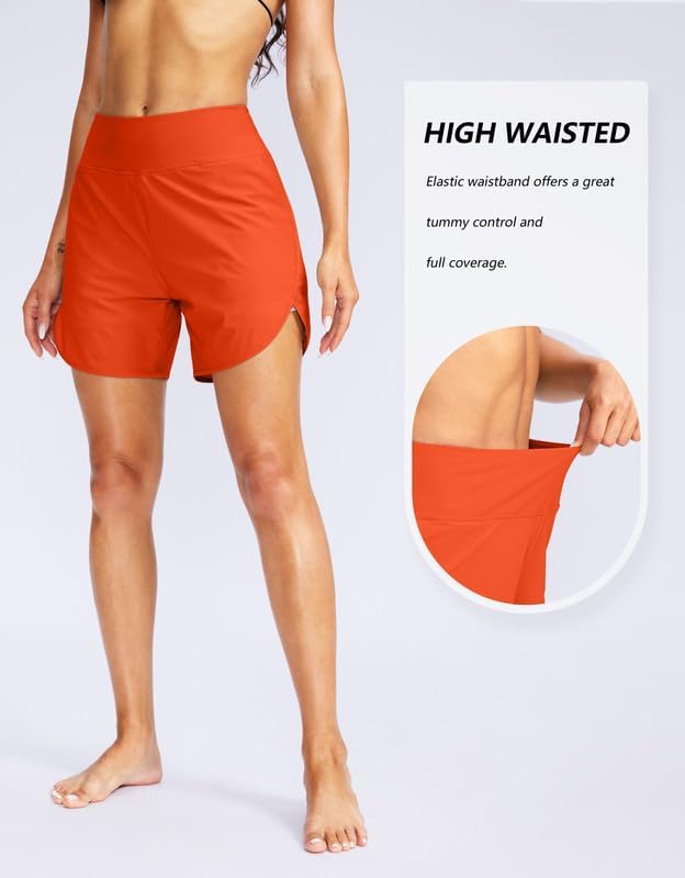 G Gradual Women's 5" High Waisted Swim Board Shorts Quick Dry UPF 50+ Swimming Beach Shorts for Women with Liner Pockets - Image 3