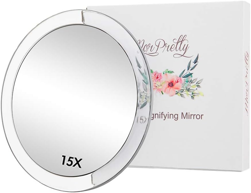 Makeup Mirror,Magnifying Vanity Mirror 15X Magnifying Mirror with 3 Suction Cups Fixture Magnifying Eye for Makeup Cosmetic Beauty Care Tweezing and Blackhead/Blemish Removal 6 Inch Round Mirror