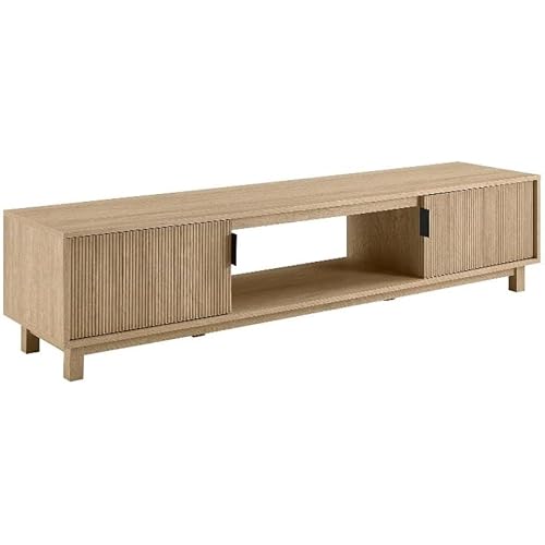 Walker Edison Arundo Fluted TV Stand for TVs up to 80 Inches, 70" TV Stand, Coastal Oak