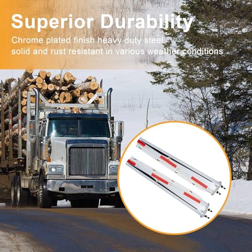 Image of Chrome Straight Mud Flap Hanger with Reflective Tape,Spring Loaded Mudflap Holder,30 inch Length,2 1 /2 inch Bolt Spacing,for Semi Truck (2 1 /2 inch)