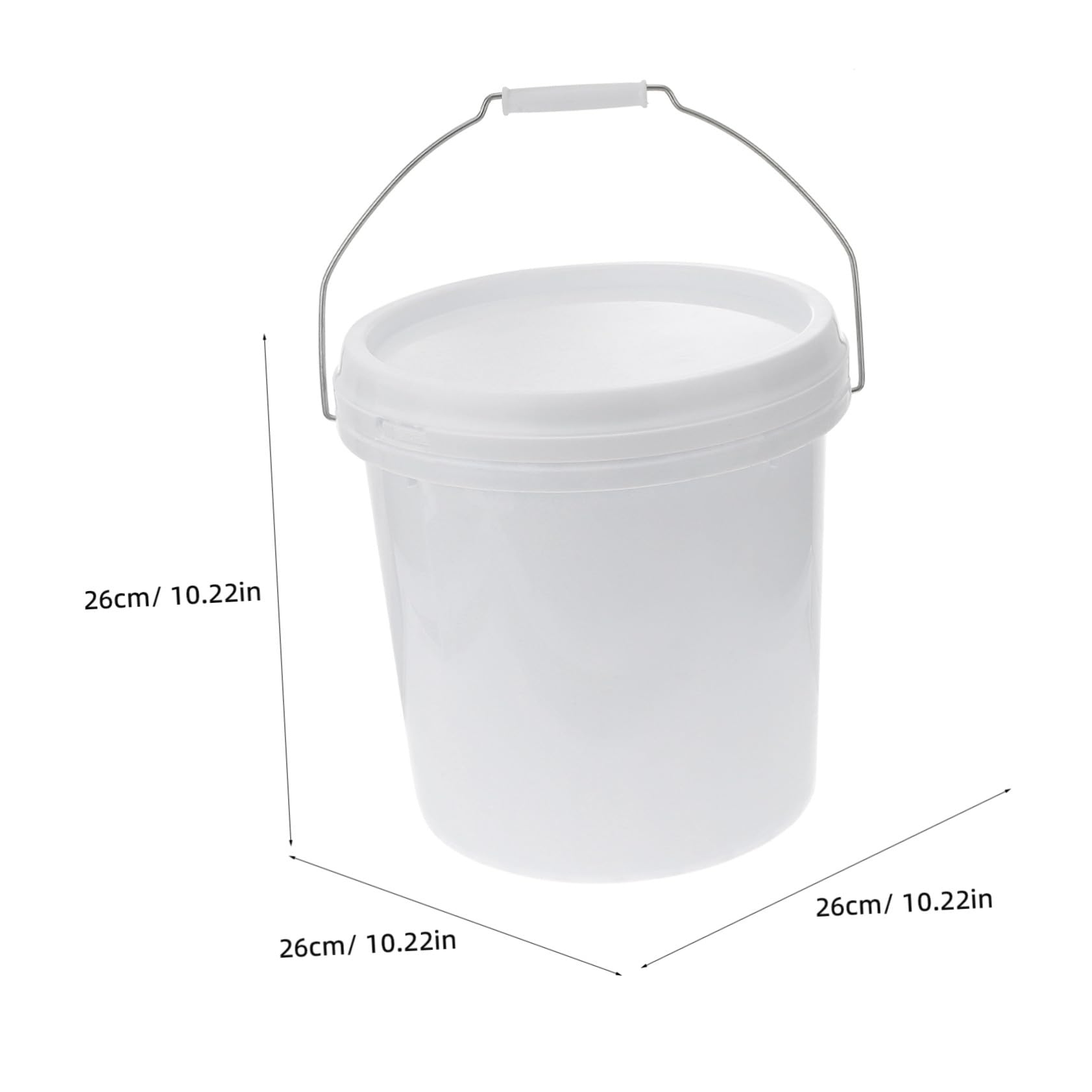 Runder Plastikeimer mit Deckel, 10l, Weiß, Tragbar