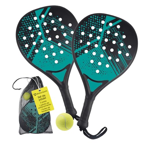 #DoYourSports Set de Palas de pádel | Set de iniciación con Palas de pádel, 2 Palas Ligeras para pádel con Pelota y Red | Empuñadura Antideslizante Ideal para Entrenar y el Tiempo Libre
