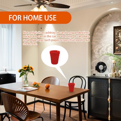 Image of Car Ashtray, Smokeless Smellproof Windproof Self-Extinguishing Auto Ashtray, Portable Mini Vehicle Cigarette Trash Can for Most Cup Holder, Universal Car Accessories for Vehicles, Home, Office (Red)