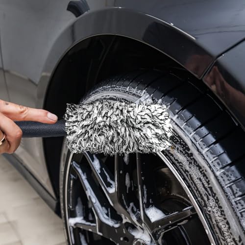 2 Stück Felgenbürste Alufelgen, Felgenreiniger Bürste, Microfaser Felgenbürste, Auto Felgen Bürste Für Stahlfelgen,Entfernt Mühelos Schwer Erreichbaren Schmutz von Felgen, zum Reinigen von Autofelgen