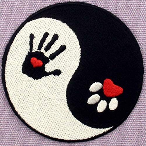 Aufnäher, bestickt, Design: Hund und menschliches Ying Yang, zum Aufbügeln oder Aufnähen