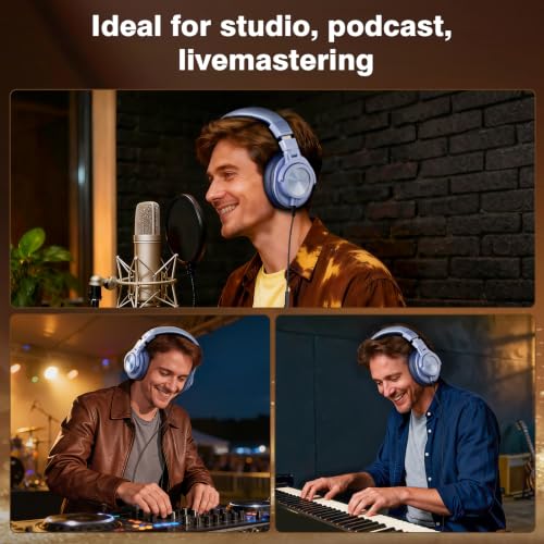 Image of New Bee Wired Over Ear Headphones, Studio Headphones with 50mm Drivers and 6.35mm & 3.5mm Jack DJ Headphones for Studio Monitor & Mixing DJ Guitar AMP Podcast Piano Keyboard