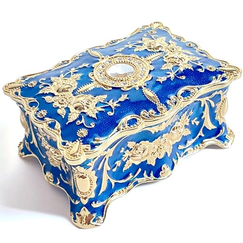 Truewon Vintage Jewelry Chest Rose Pastoral Metal Box Gem Case
