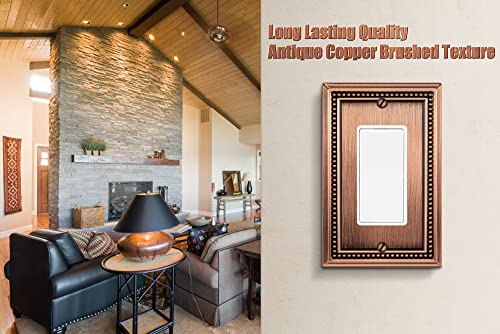 Image of Henne Bery Sunken Pearls Heavy Duty Decorative Wall Plate Switch Plate Outlet Cover (Single Decorator, 3 Pack, Antique Copper)